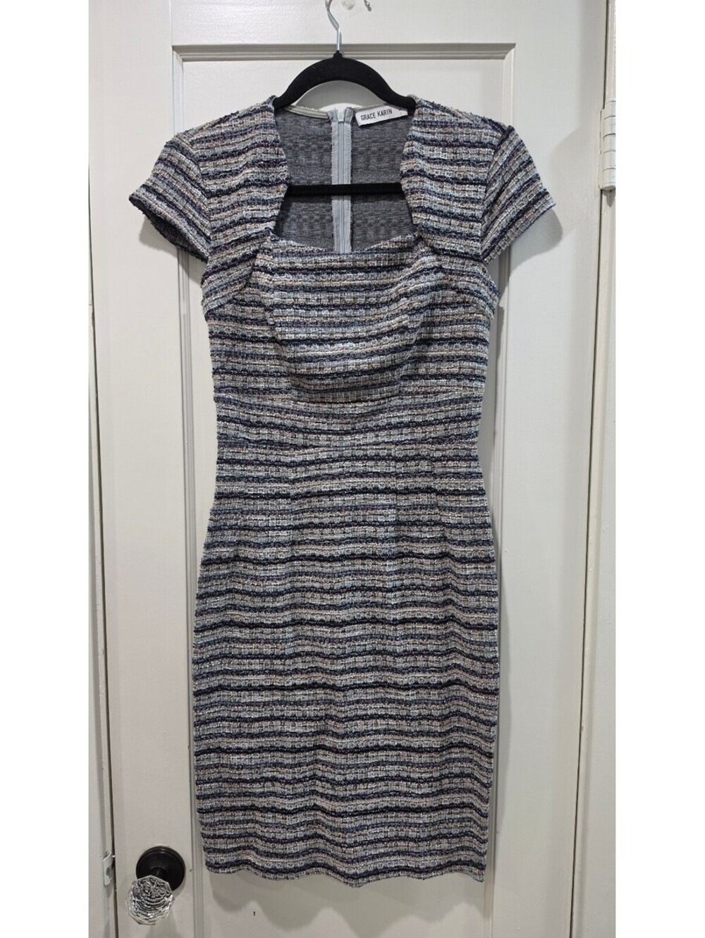 Grace Karin Women's Striped Tweed Dress Size S